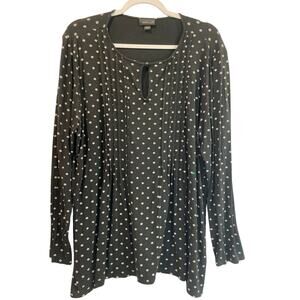 J. Jill Top Women's XL Black Print Wearever Collection Pleated Back Stretch Knit